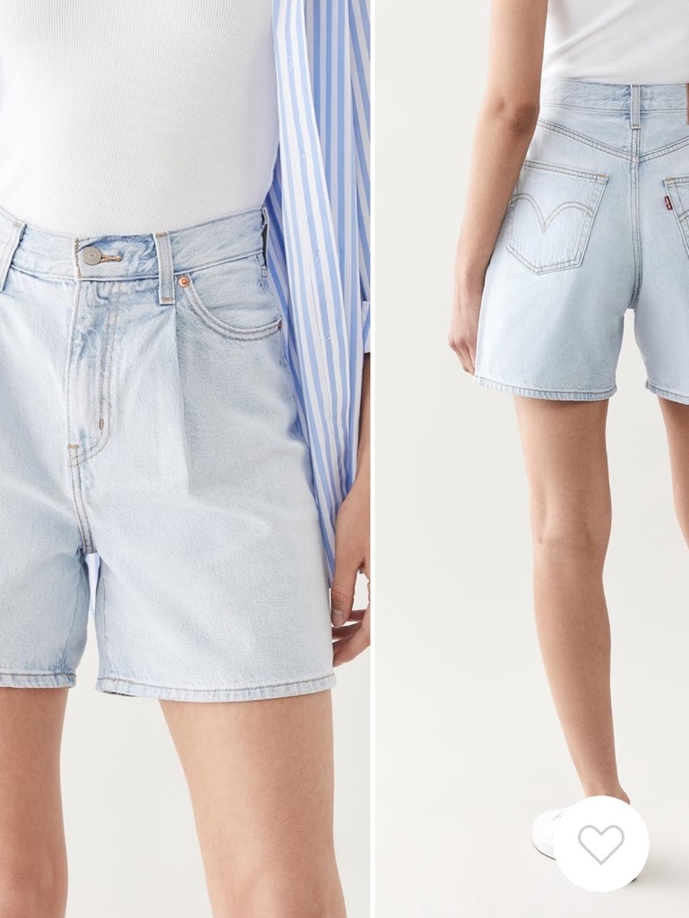 Levi's Pleated Ribcage Pleated Dark Wash Denim Shorts - Picture 6 of 6